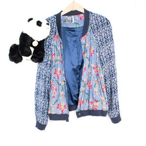 Blue Free People floral print jacket